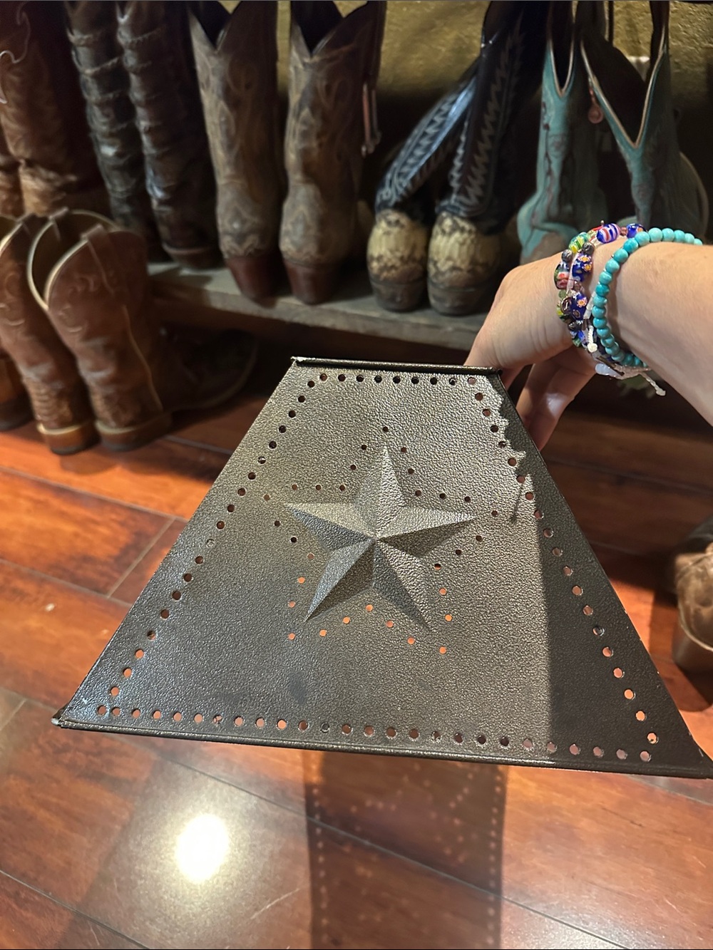 Metal Star Lantern Shade - Rustic Black